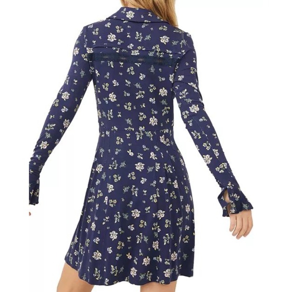 NWT Free People Good Days Floral Mini Dress Blue Long Sleeve Size M $128 - Picture 2 of 10
